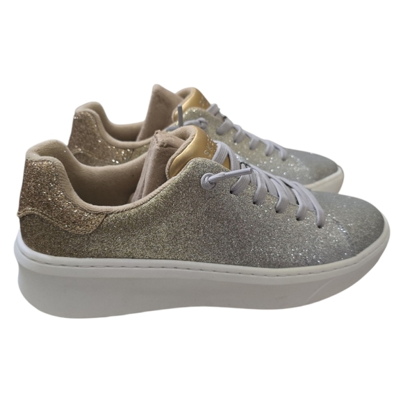 New Skechers x Jane Glitter Court Break Sneakers Enchanted Glitz 10 Gold Silver - Picture 6 of 11